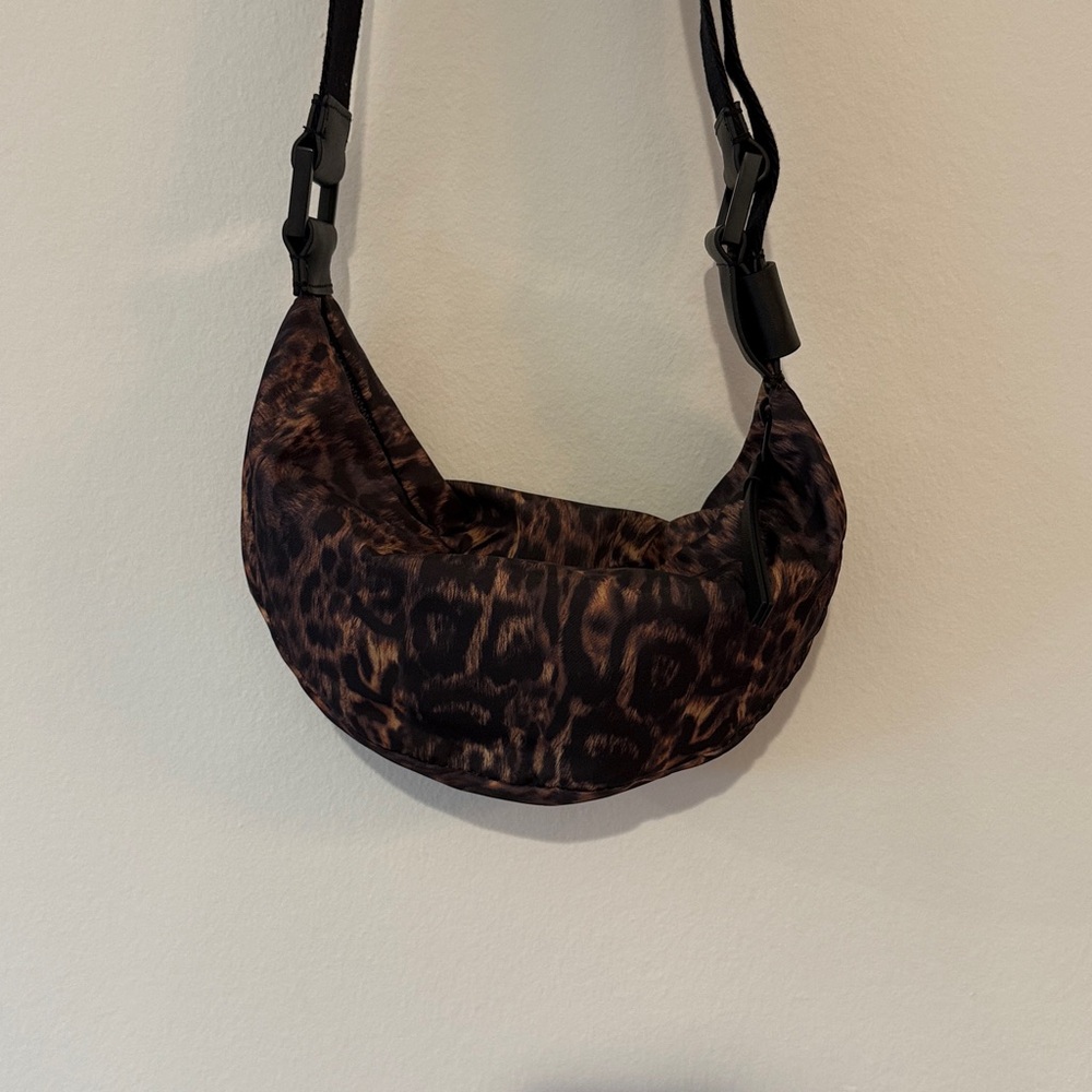 All Saints Half Moon Anita Leopard Print Crossbody Bag